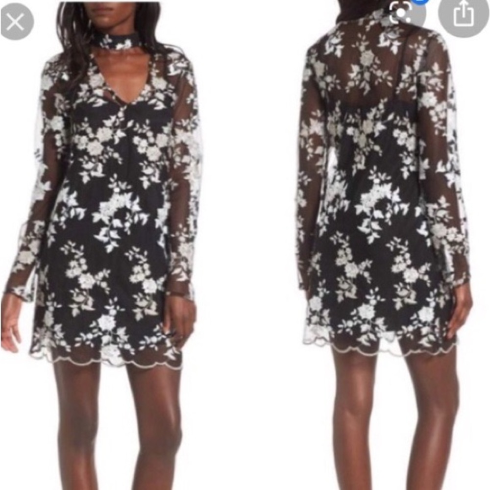 NWT WAYF lace floral pearl classic sheer classy scalloped rare holiday dress